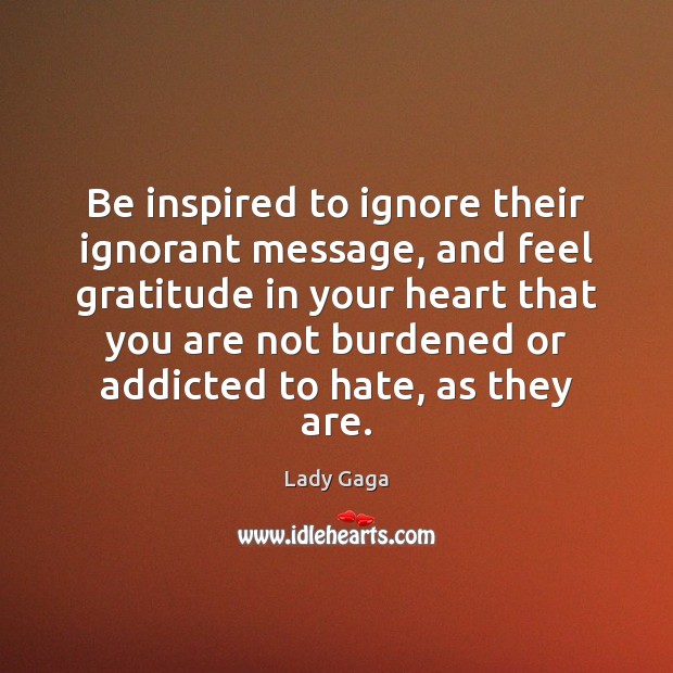 Be inspired to ignore their ignorant message, and feel gratitude in your Image