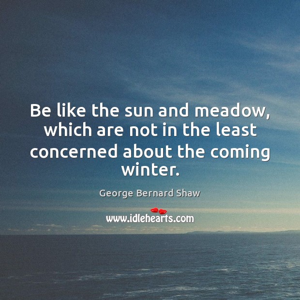 Be like the sun and meadow, which are not in the least concerned about the coming winter. George Bernard Shaw Picture Quote