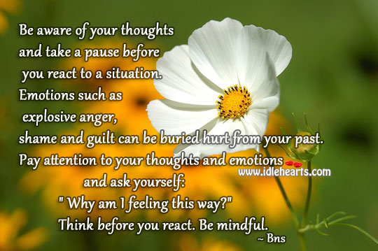 Pay attention to your thoughts and emotions Bns Picture Quote