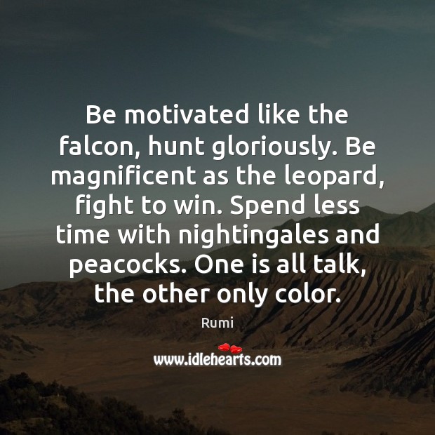 Be motivated like the falcon, hunt gloriously. Be magnificent as the leopard, Image