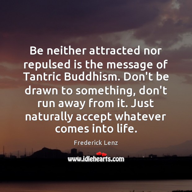 Be neither attracted nor repulsed is the message of Tantric Buddhism. Don’t Image