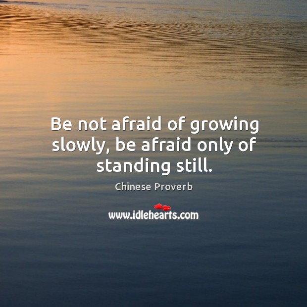 Be not afraid of growing slowly, be afraid only of standing still. Chinese Proverbs Image