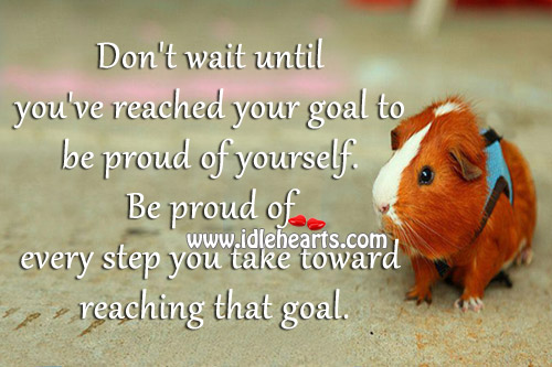Be proud of every step you take toward reaching that goal. Image