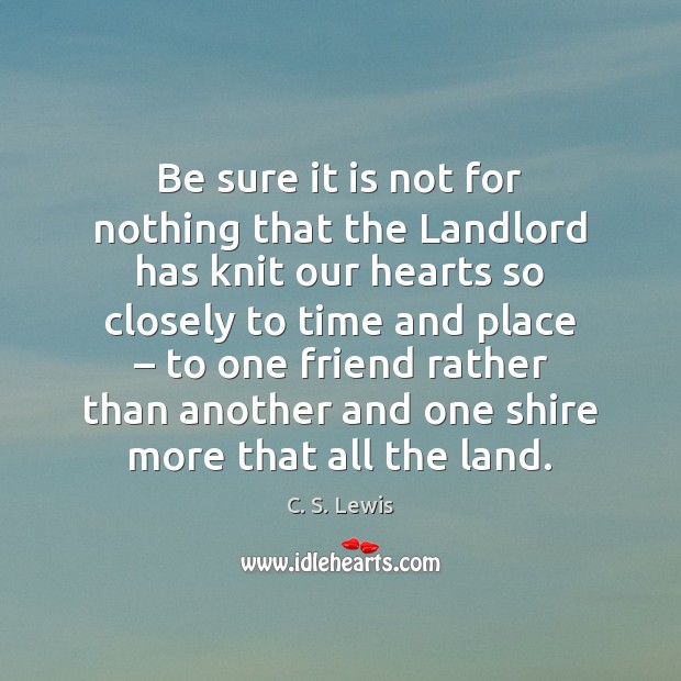 Be sure it is not for nothing that the Landlord has knit C. S. Lewis Picture Quote