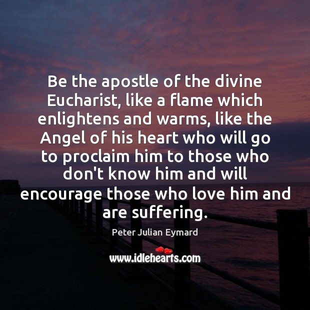 Be the apostle of the divine Eucharist, like a flame which enlightens Peter Julian Eymard Picture Quote