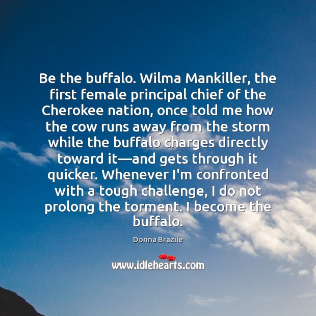 Be the buffalo. Wilma Mankiller, the first female principal chief of the Donna Brazile Picture Quote