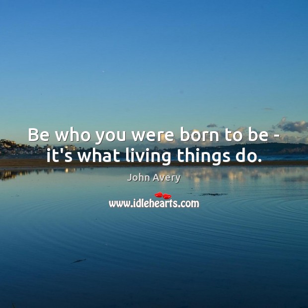 Be who you were born to be – it’s what living things do. John Avery Picture Quote