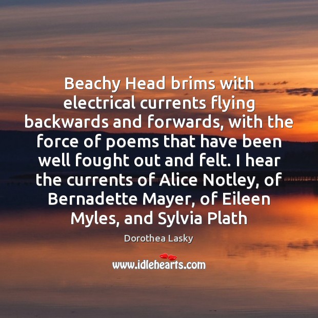 Beachy Head brims with electrical currents flying backwards and forwards, with the Dorothea Lasky Picture Quote