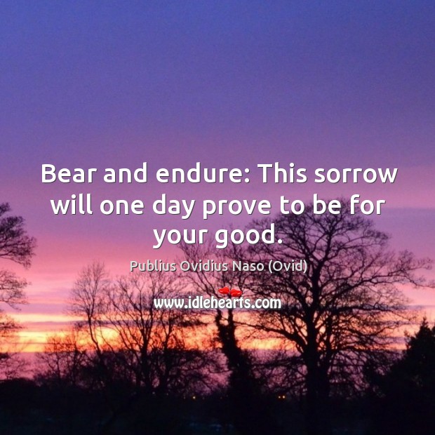 Bear and endure: this sorrow will one day prove to be for your good. Publius Ovidius Naso (Ovid) Picture Quote