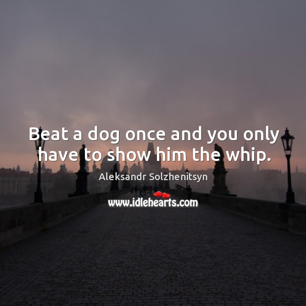 Beat a dog once and you only have to show him the whip. Image
