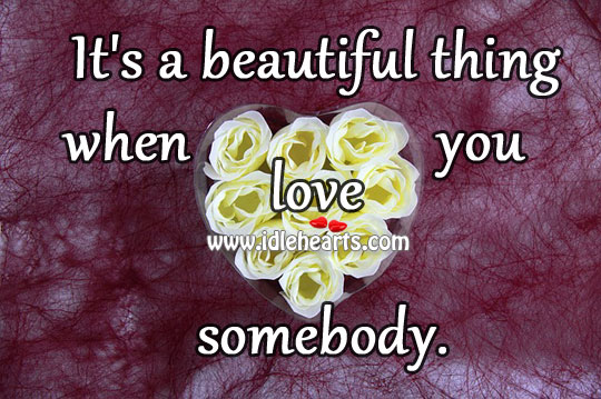 It’s a beautiful thing when you love somebody. Image