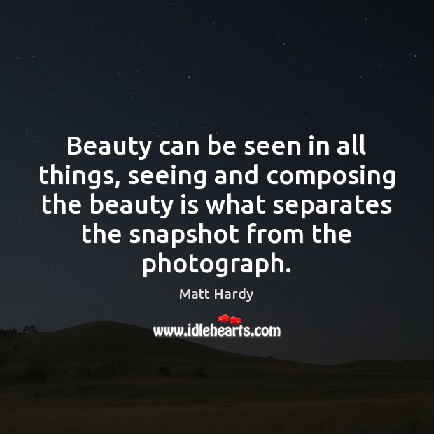 Beauty can be seen in all things, seeing and composing the beauty Matt Hardy Picture Quote