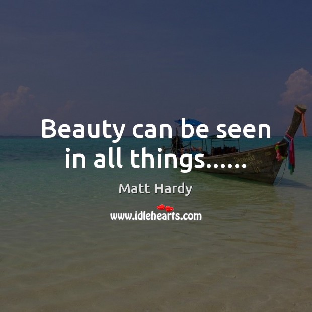 Beauty can be seen in all things…… Matt Hardy Picture Quote