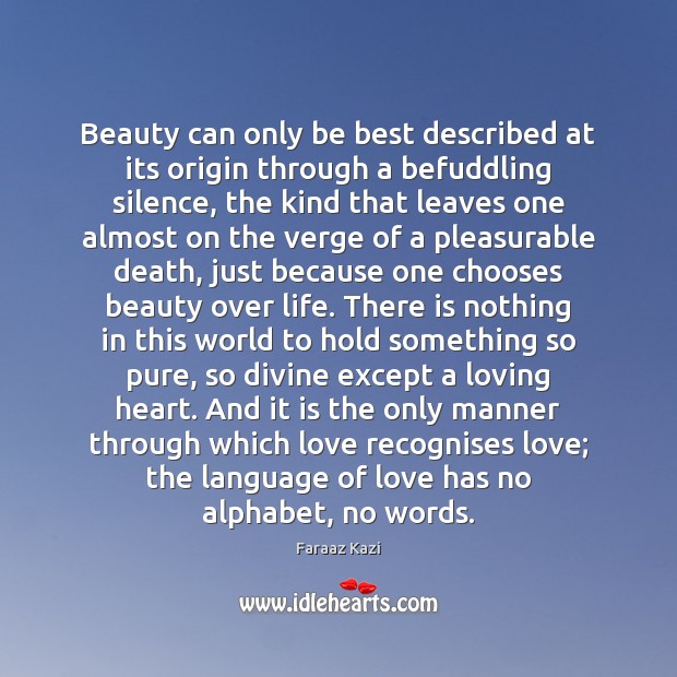 Beauty can only be best described at its origin through a befuddling Image
