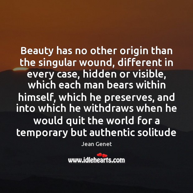 Beauty has no other origin than the singular wound, different in every Image