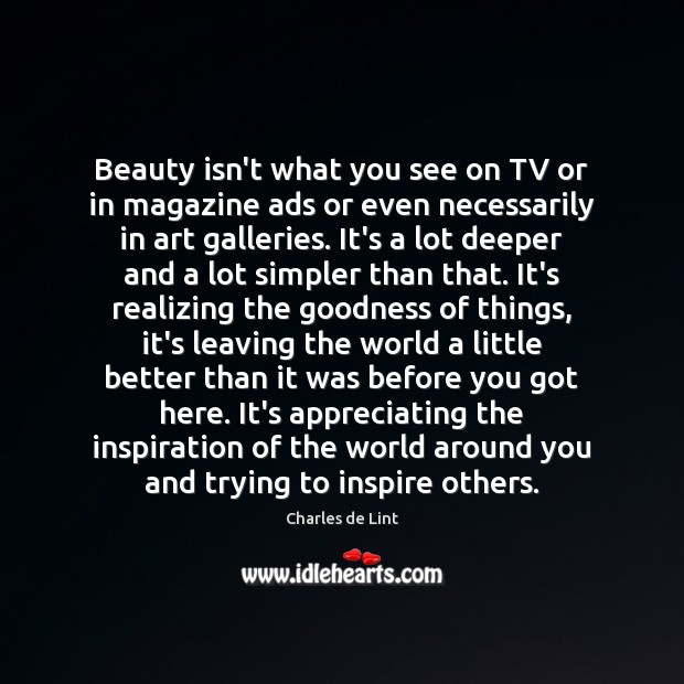 Beauty isn’t what you see on TV or in magazine ads or Charles de Lint Picture Quote