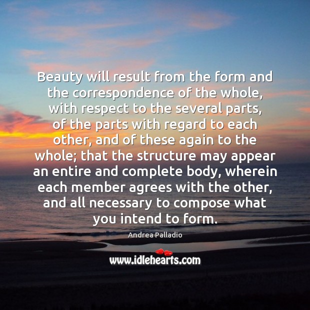 Beauty will result from the form and the correspondence of the whole, Image