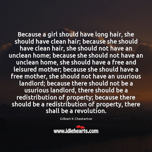 Because a girl should have long hair, she should have clean hair; Image