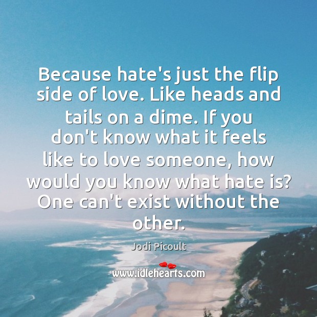 Because hate’s just the flip side of love. Like heads and tails Love Someone Quotes Image