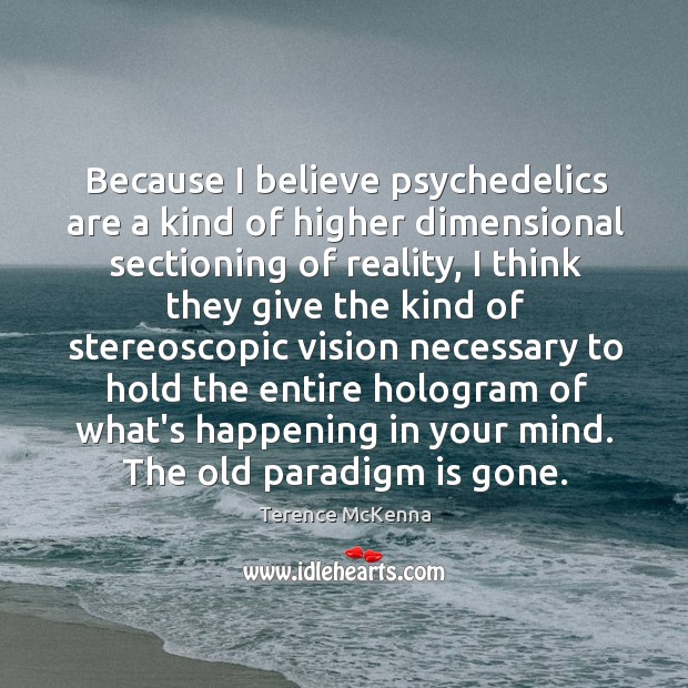 Because I believe psychedelics are a kind of higher dimensional sectioning of Terence McKenna Picture Quote