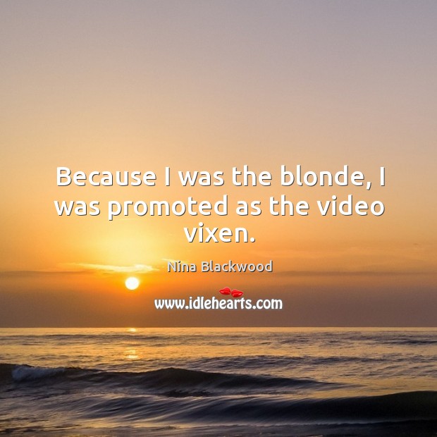 Because I was the blonde, I was promoted as the video vixen. Nina Blackwood Picture Quote