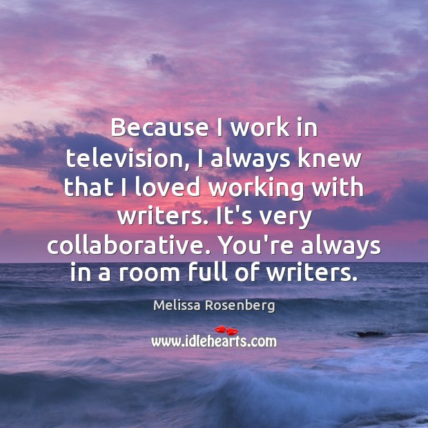Because I work in television, I always knew that I loved working Melissa Rosenberg Picture Quote