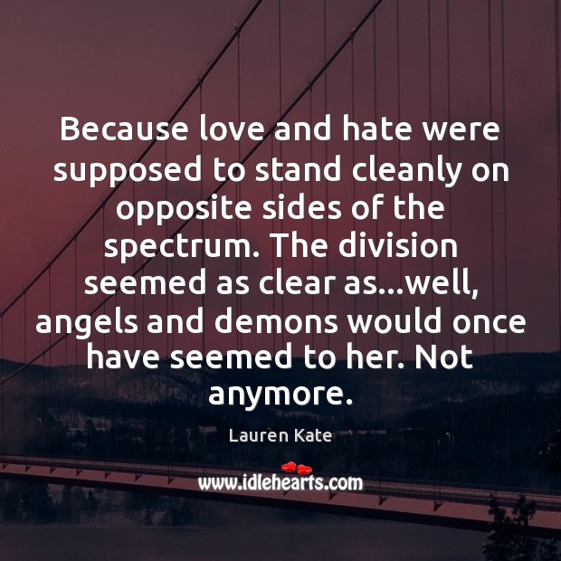 Because love and hate were supposed to stand cleanly on opposite sides Love and Hate Quotes Image