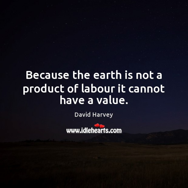Because the earth is not a product of labour it cannot have a value. David Harvey Picture Quote