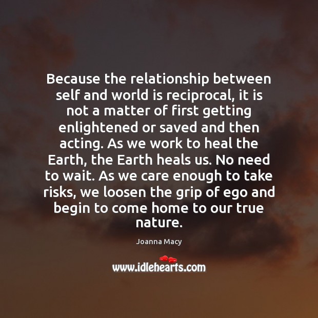 Because the relationship between self and world is reciprocal, it is not Heal Quotes Image