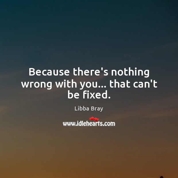Because there’s nothing wrong with you… that can’t be fixed. Libba Bray Picture Quote