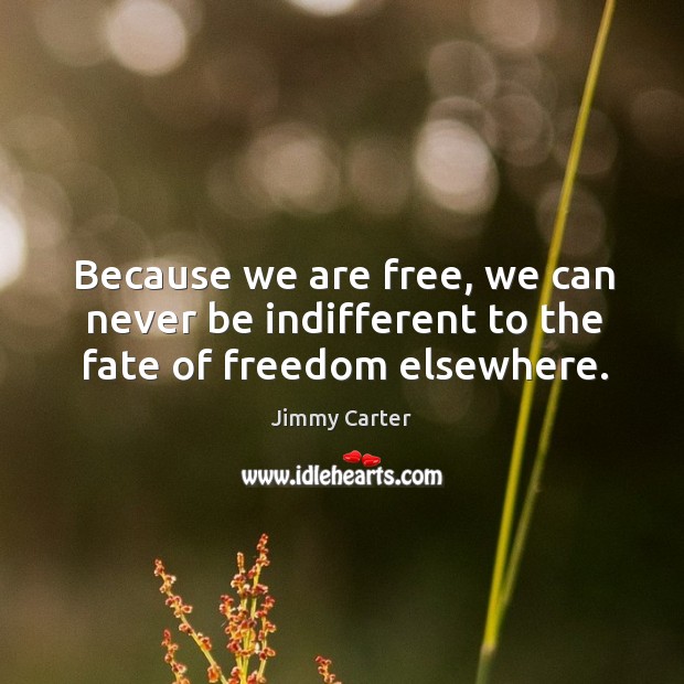 Because we are free, we can never be indifferent to the fate of freedom elsewhere. Image