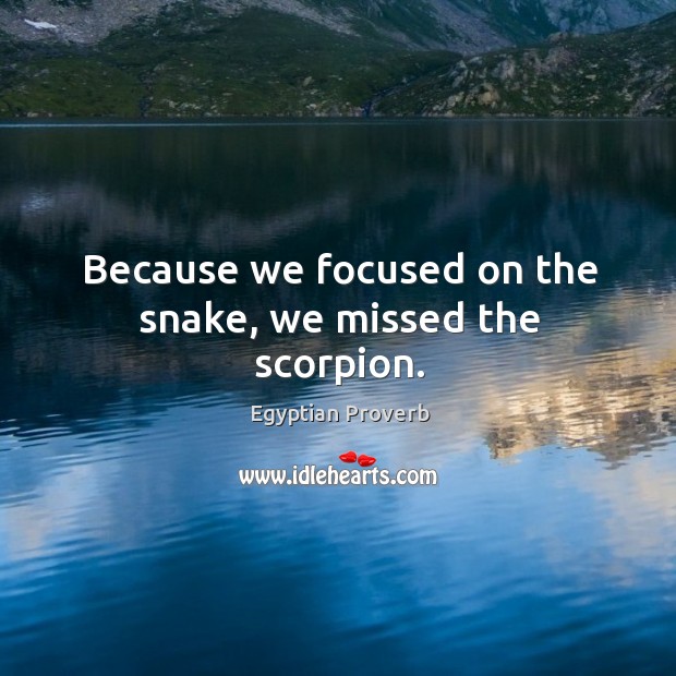 Because we focused on the snake, we missed the scorpion. Egyptian Proverbs Image