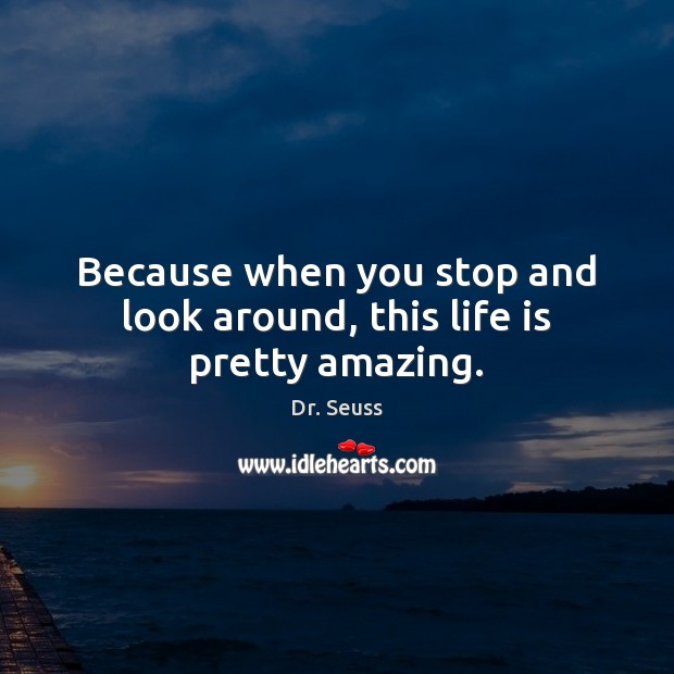 Because when you stop and look around, this life is pretty amazing. Dr. Seuss Picture Quote
