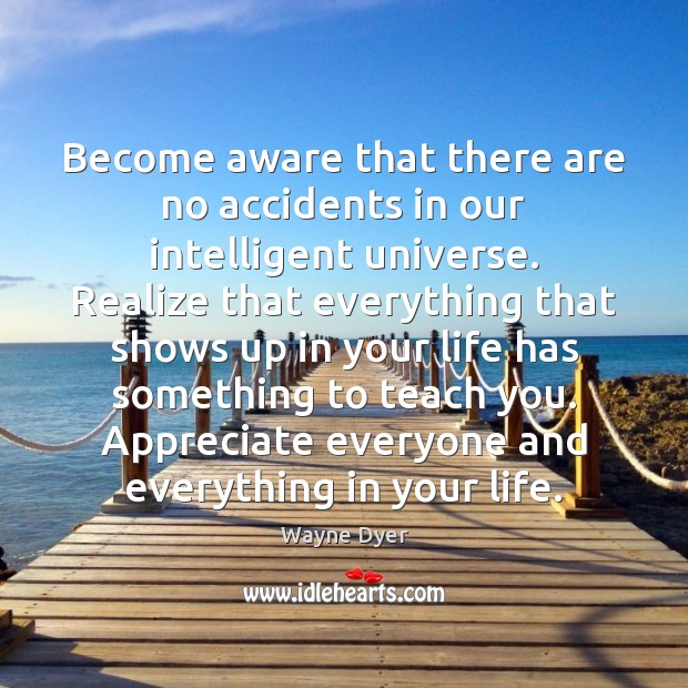 Become aware that there are no accidents in our intelligent universe. Realize Image