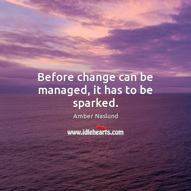 Before change can be managed, it has to be sparked. Image