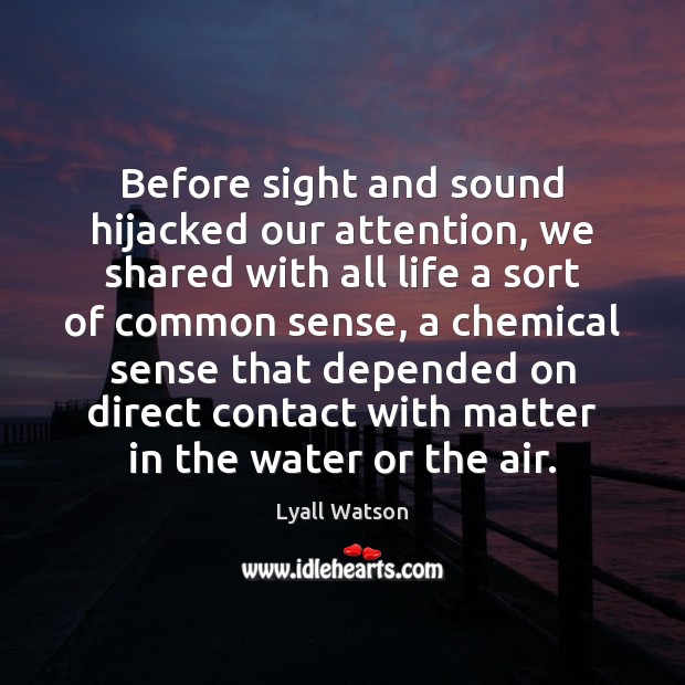 Before sight and sound hijacked our attention, we shared with all life Lyall Watson Picture Quote