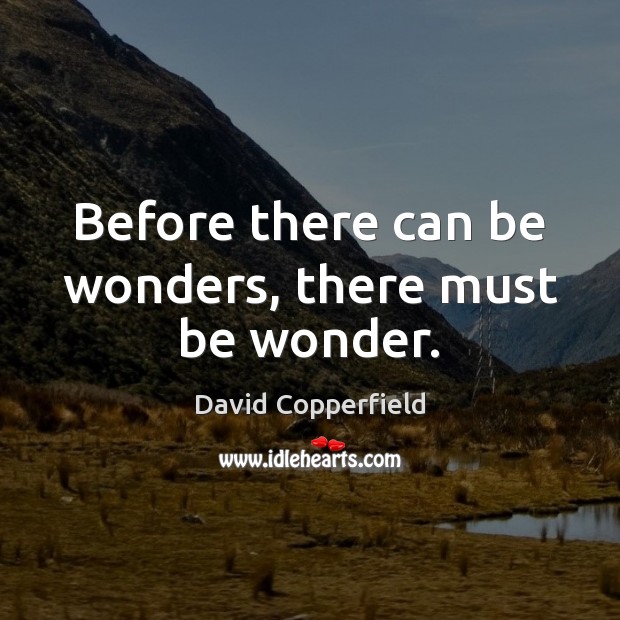 Before there can be wonders, there must be wonder. Image