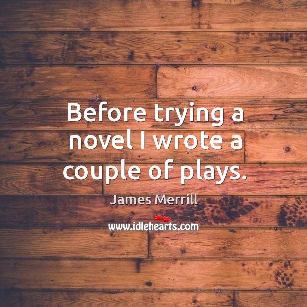 Before trying a novel I wrote a couple of plays. James Merrill Picture Quote
