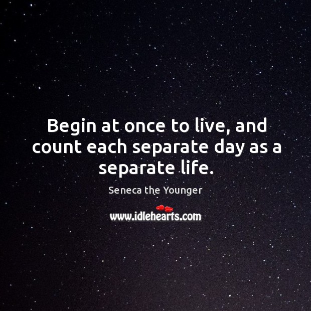 Begin at once to live, and count each separate day as a separate life. Seneca the Younger Picture Quote