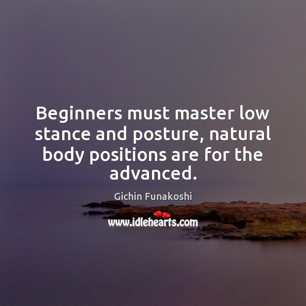 Beginners must master low stance and posture, natural body positions are for the advanced. Image