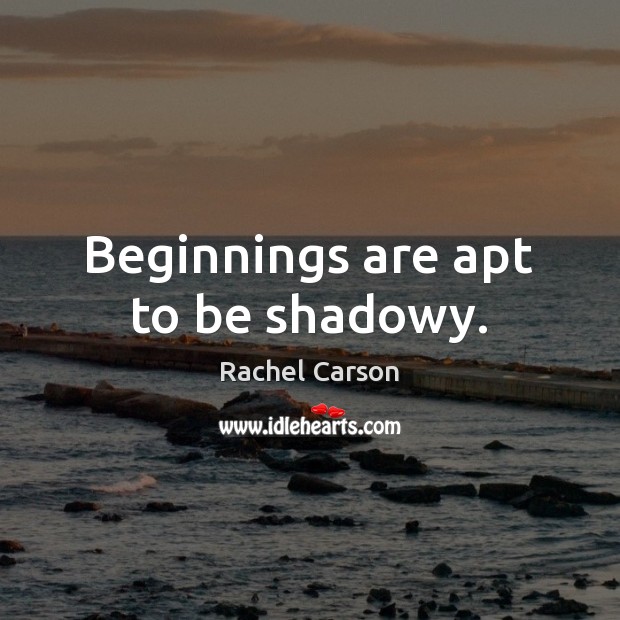 Beginnings are apt to be shadowy. Rachel Carson Picture Quote