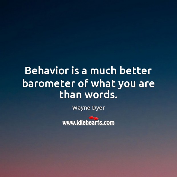 Behavior is a much better barometer of what you are than words. Image