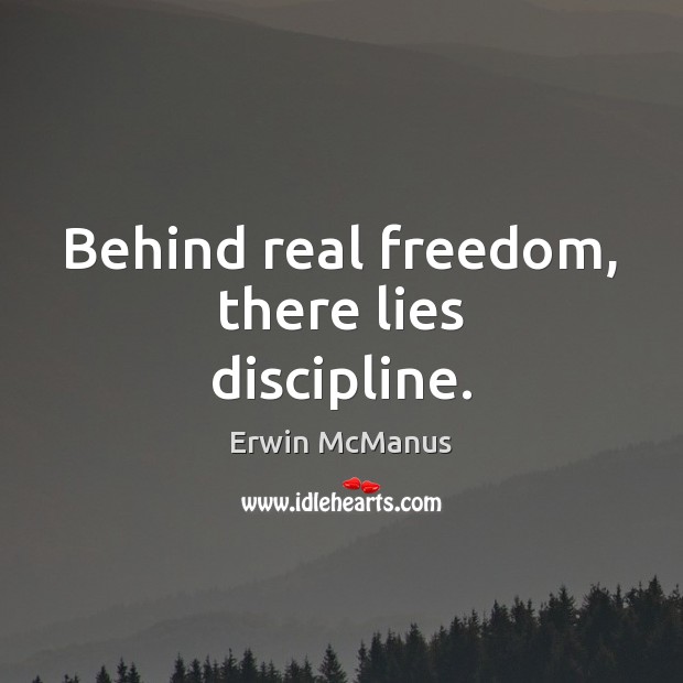 Behind real freedom, there lies discipline. Erwin McManus Picture Quote