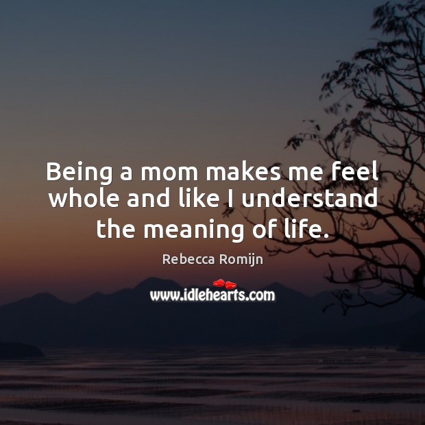 Being a mom makes me feel whole and like I understand the meaning of life. Rebecca Romijn Picture Quote