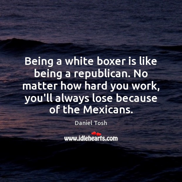 Being a white boxer is like being a republican. No matter how Daniel Tosh Picture Quote