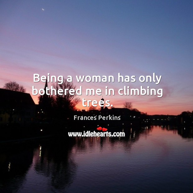 Being a woman has only bothered me in climbing trees. Frances Perkins Picture Quote