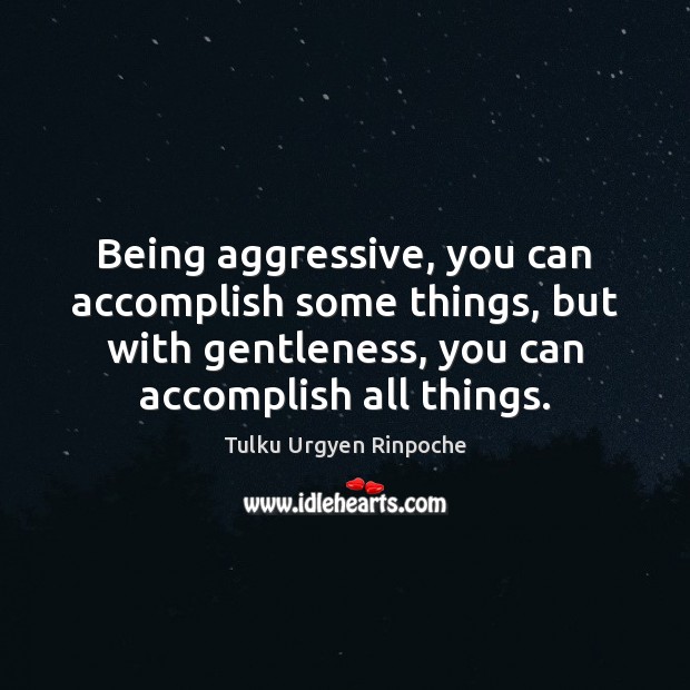 Being aggressive, you can accomplish some things, but with gentleness, you can Image