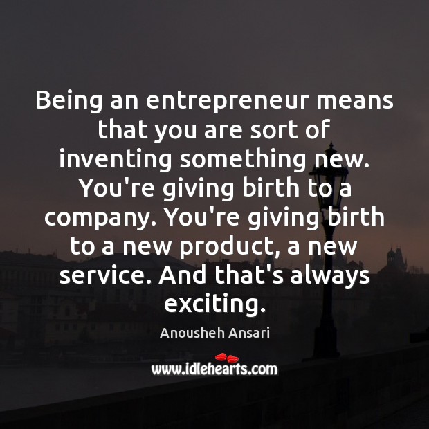 Being an entrepreneur means that you are sort of inventing something new. Anousheh Ansari Picture Quote