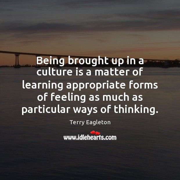 Being brought up in a culture is a matter of learning appropriate Terry Eagleton Picture Quote