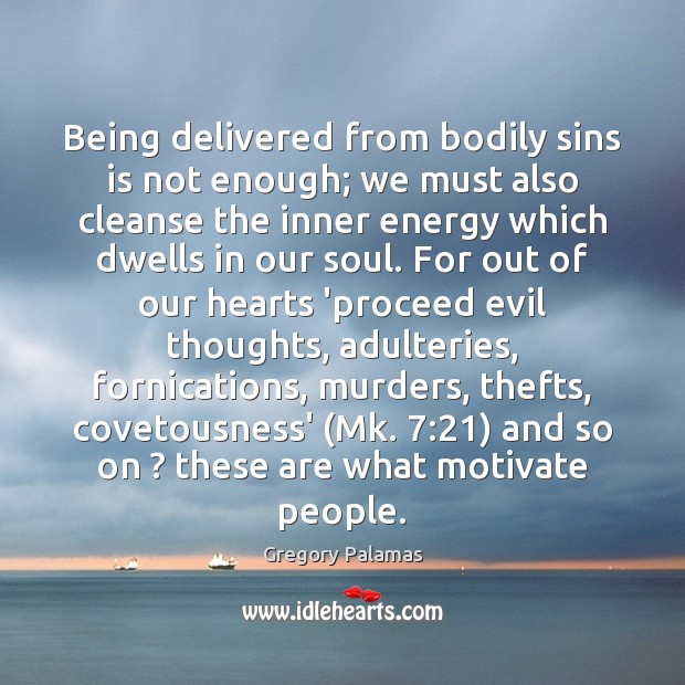 Being delivered from bodily sins is not enough; we must also cleanse 